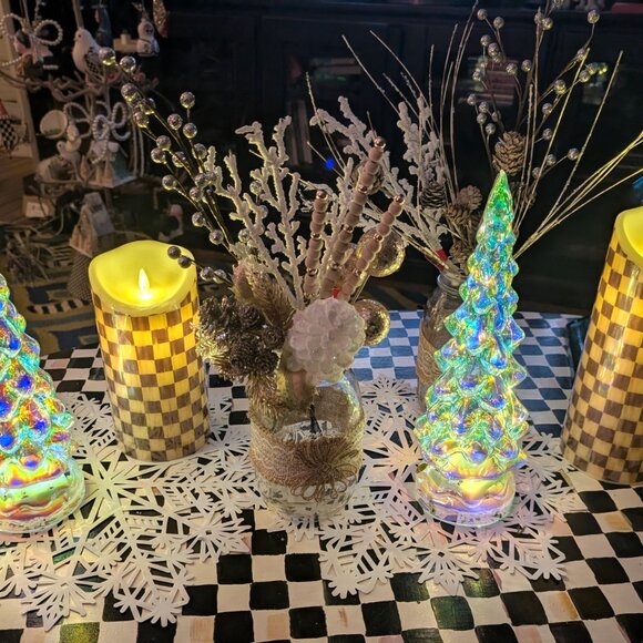 Cody Foster Retro Iridescent Christmas Trees Set of 2 Battery Lighted Glass - Picture 10 of 11